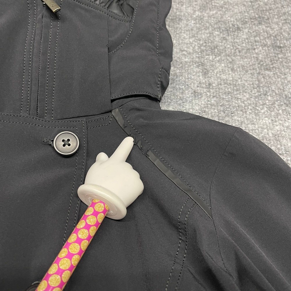 Columbia Coat Womens Medium Black Omni-Heat Trench Double Breasted Belted Hooded - Picture 8 of 16
